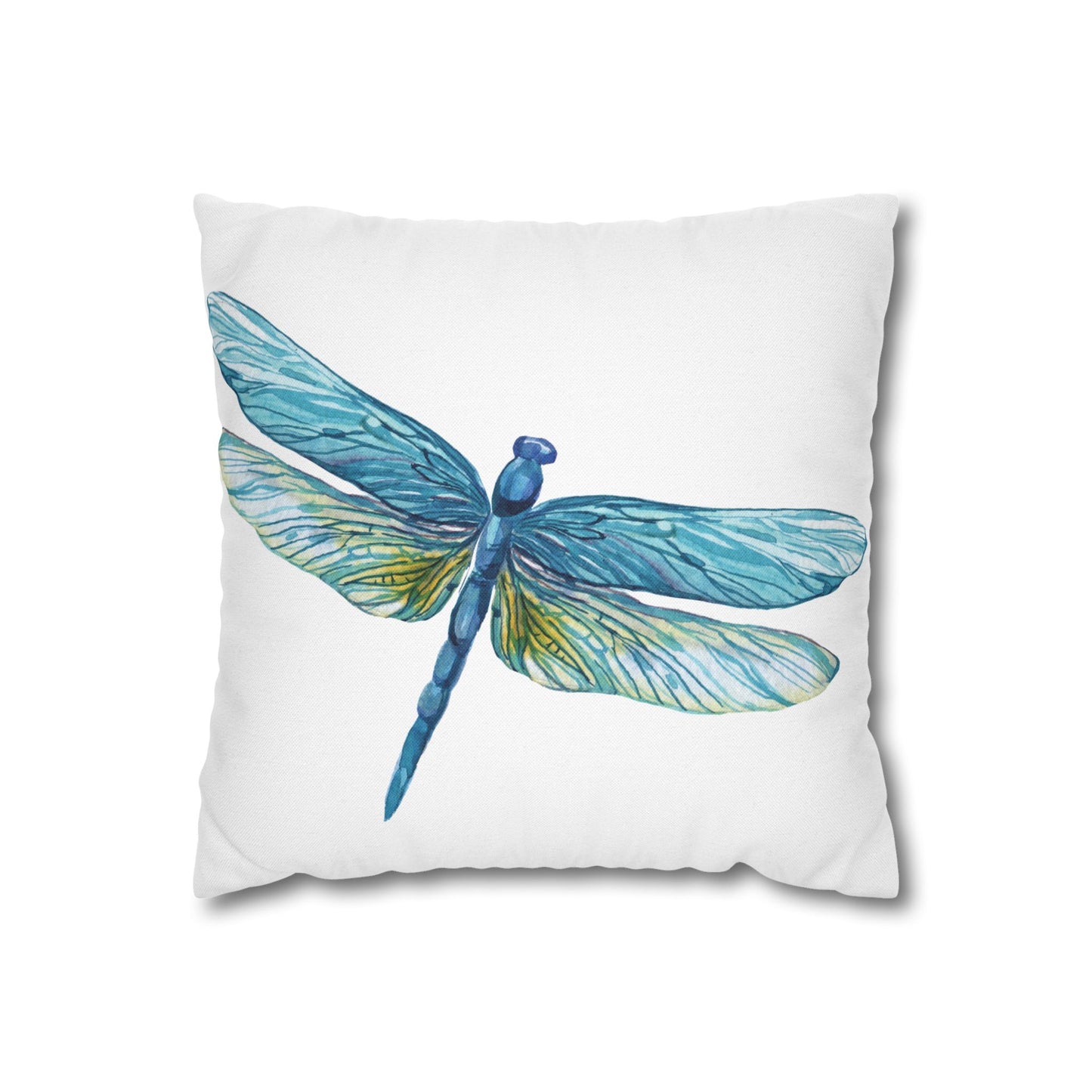 Blue Yellow Kissed Dragonfly Decorative Pillowcase | Home Decor, Gifts, Nature Lover, Birthday, Housewarming