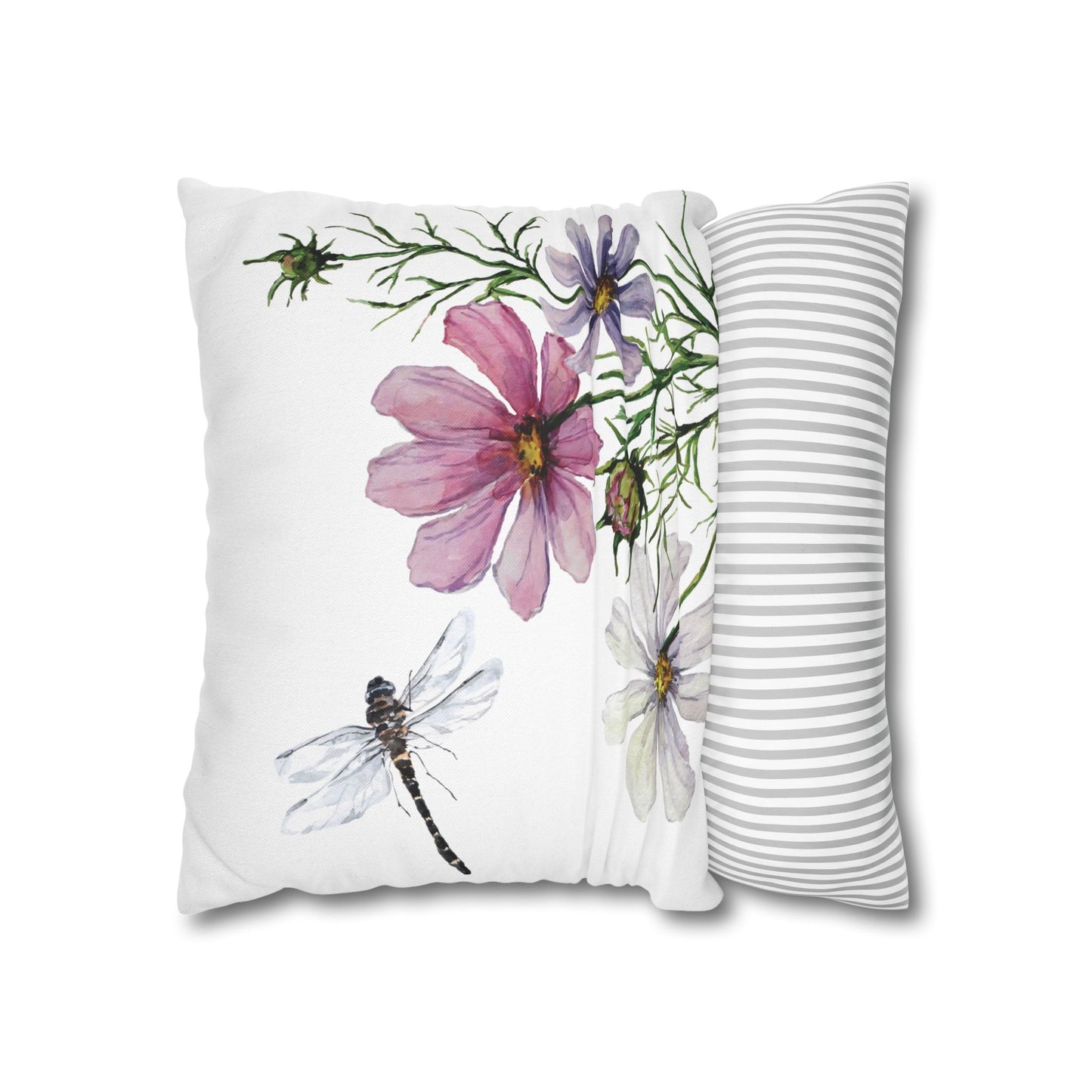 Floral Dragonfly Pillowcase, Cozy Home Decor, Boho Accent Pillows, Nature-Inspired Gift, Spring Decor
