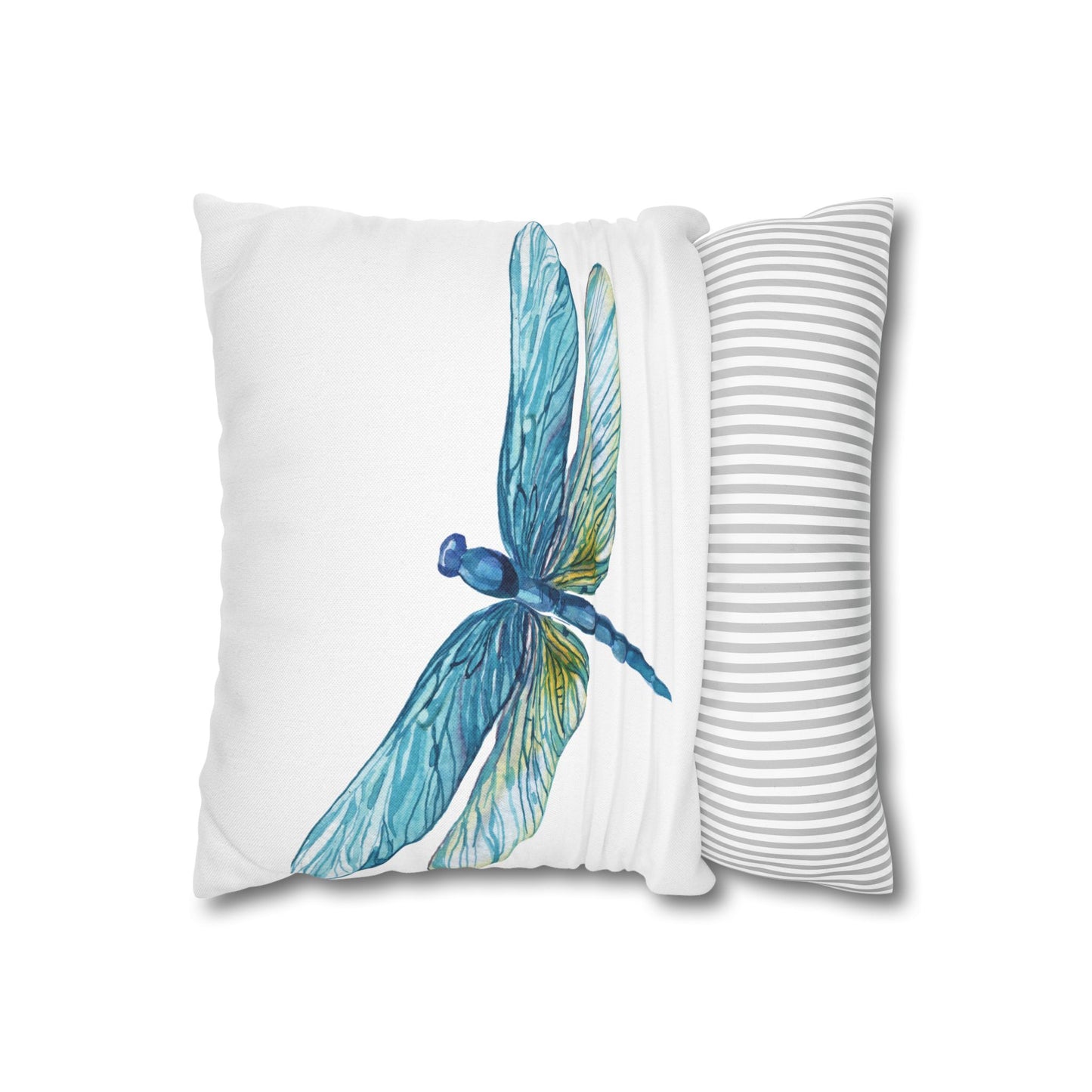 Blue Yellow Kissed Dragonfly Decorative Pillowcase | Home Decor, Gifts, Nature Lover, Birthday, Housewarming