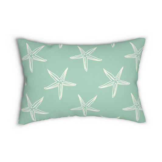Starfish Beachy Lumbar Pillow, Coastal Home Decor, Nautical Throw Cushion, Summer Vibes Accent Pillow, Gift for Ocean Lovers, Chic Living Room Decor
