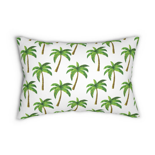 Tropical Palm Tree Lumbar Pillow, Decorative Accent Pillow, Palm Leaf Decor, Summer Home Styling, Gift for Plant Lovers