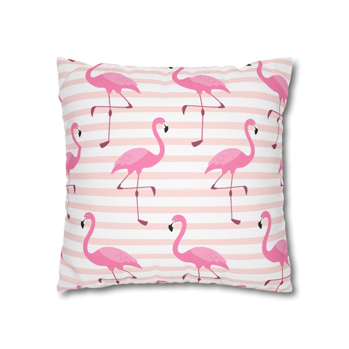 Pink Flamingo Pattern Pillowcase - Vibrant Spun Polyester Square Cushion for Summer Decor