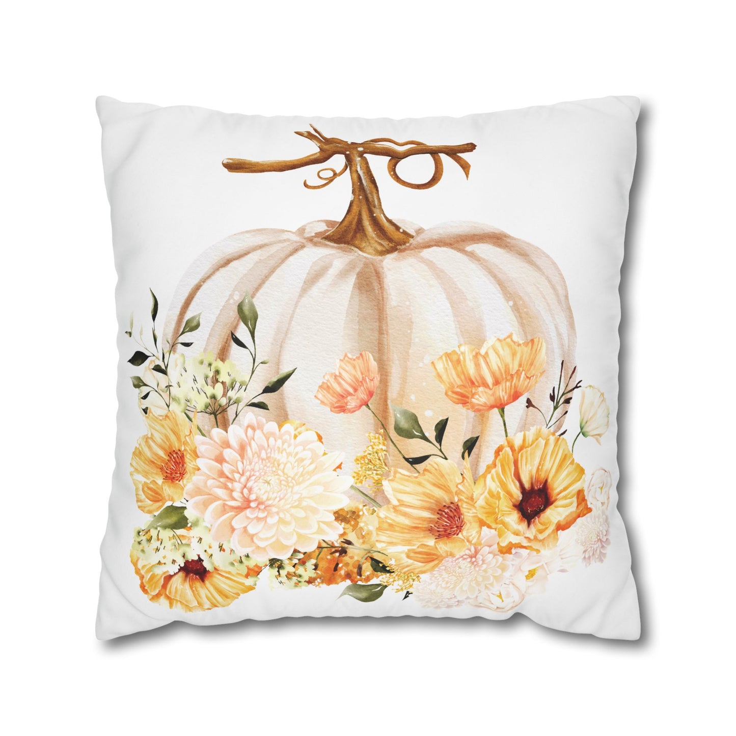 Floral Pumpkin Pillowcase, Cozy Home Decor, Fall Decor, Harvest Celebration, Thanksgiving Gift, Floral Accent Pillow
