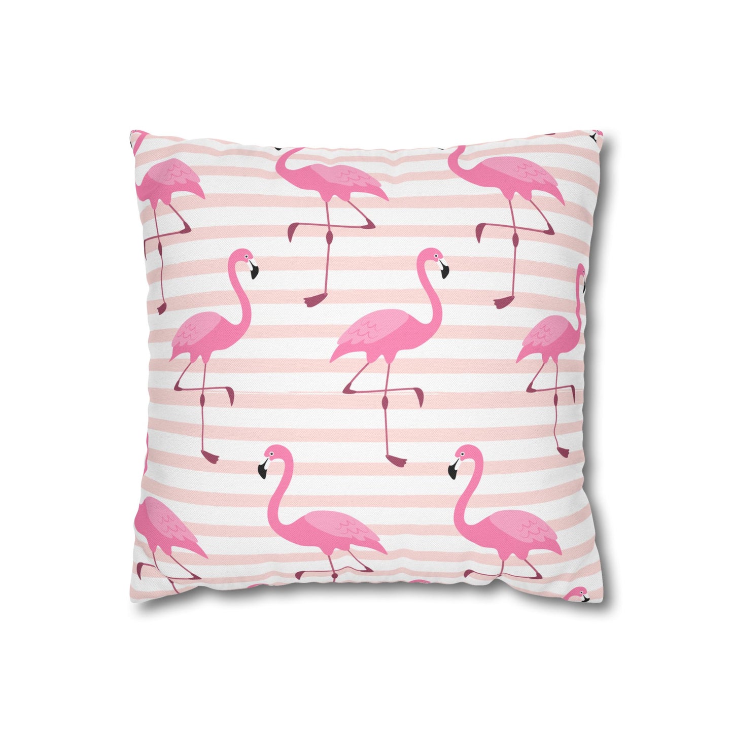 Pink Flamingo Pattern Pillowcase - Vibrant Spun Polyester Square Cushion for Summer Decor