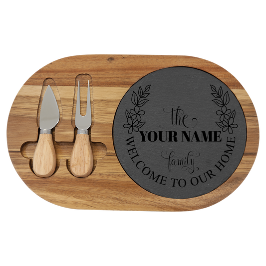 Personalized Charcuterie Board, Custom Serving Platter, Engraved Cheese Board, Unique Home Gift, Family Welcome Sign
