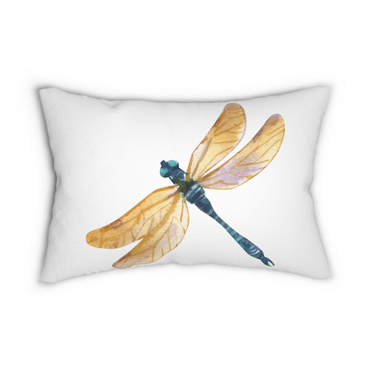Earth Tones Floral Dragonfly Lumbar Pillow | Bohemian Home Decor, Decorative Cushion, Nature-Inspired Gift, Spring Accent, Cozy Living Room