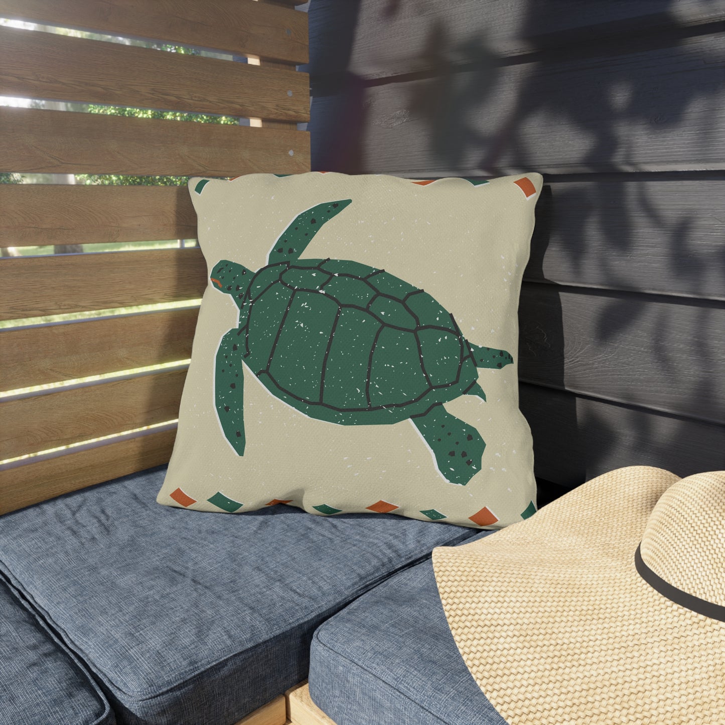 Outdoor Pillows - Rustic and Tribal Sea Turtle Design