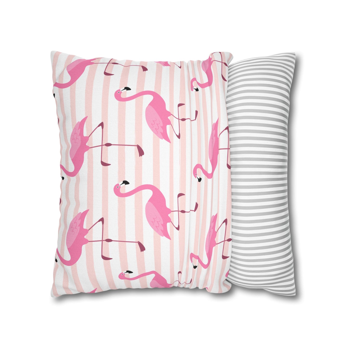 Pink Flamingo Pattern Pillowcase - Vibrant Spun Polyester Square Cushion for Summer Decor