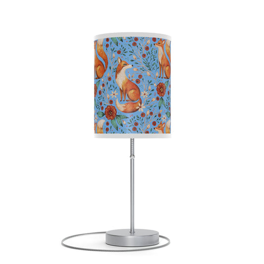 Whimsical Fox Floral Table Lamp - Stylish Decorative Lighting for Cozy Spaces - Blue
