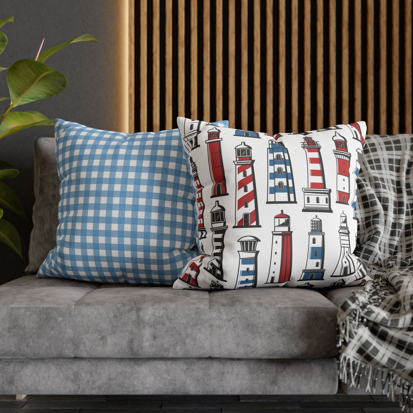 Nautical Lighthouse Pillowcase, Coastal Decor, Beach House Gift, Modern Home Accent, Summer Vibes, Vacation Theme