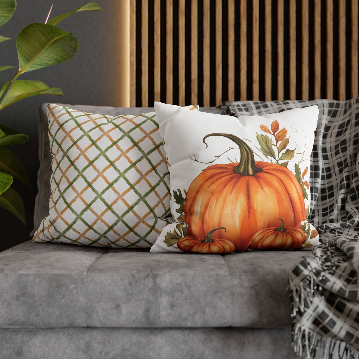 Autumn Pumpkin Canvas Pillowcase, Fall Decor, Cozy Home Accents, Seasonal Cushion, Harvest Celebration Pillow