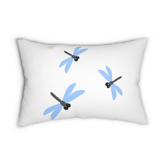 Colorful Floral and Pastel Dragonflies Lumbar Pillow, Cozy Indoor Decor, Spring Home Accent, Couch Cushion, Perfect Gift for All Occasions