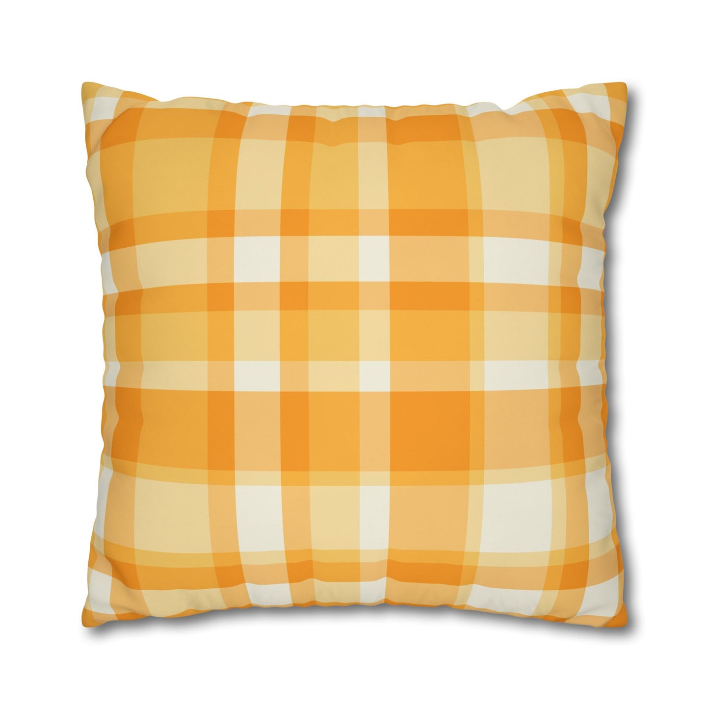Sunshine Checkered Poly Canvas Pillowcase | Cozy Home Decor, Throw Pillow, Living Room Accent, Farmhouse Style, Seasonal Pillow