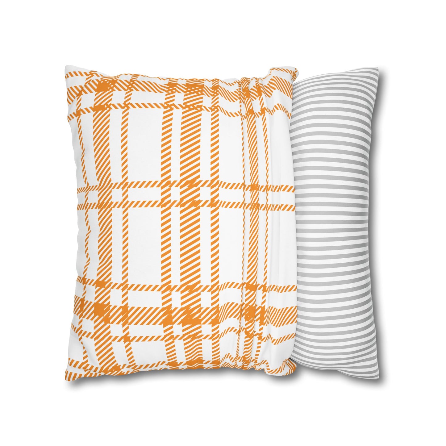 Cozy Plaid Pillowcase | Soft Square Canvas Cushion for Home Decor, Farmhouse Style, Living Room, Seasonal Gift, Wedding Decor