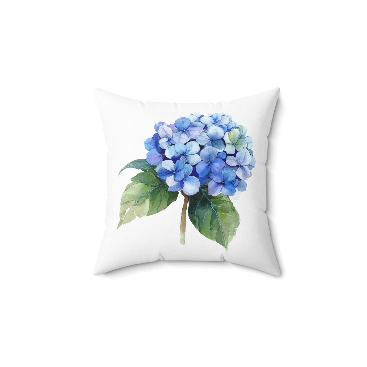 Blue Hydrangea Spun Polyester Square Pillow