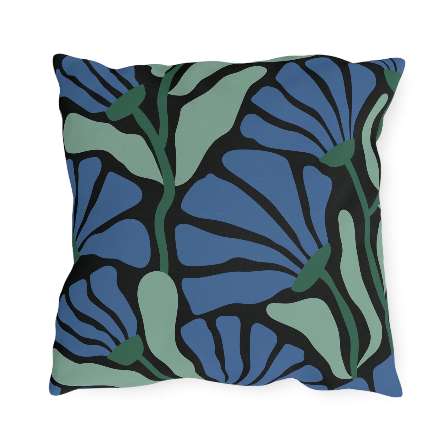 Outdoor Pillow - Blue Butterfly Rustic Matisse Inspired Back Design