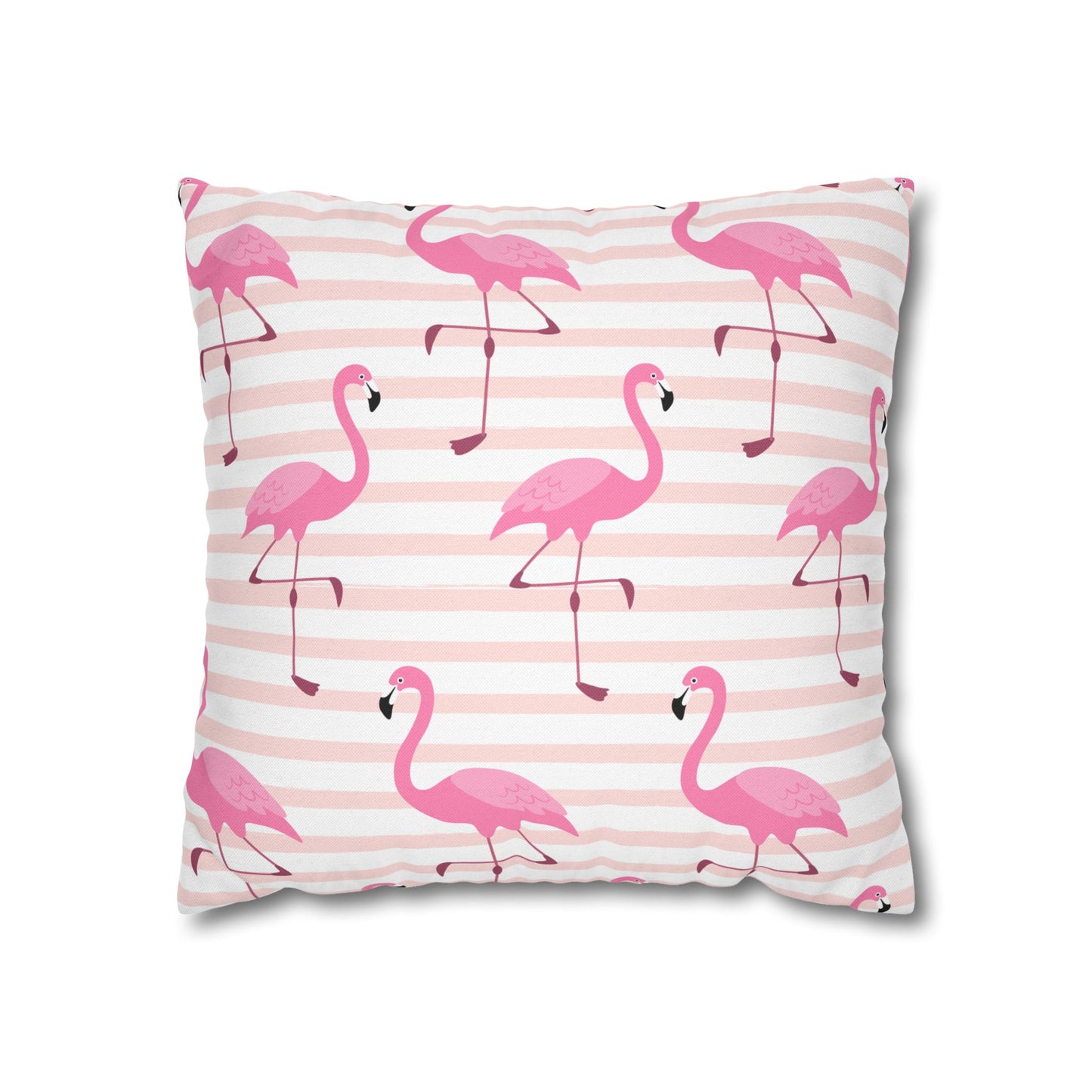 Pink Flamingo Pattern Pillowcase - Vibrant Spun Polyester Square Cushion for Summer Decor