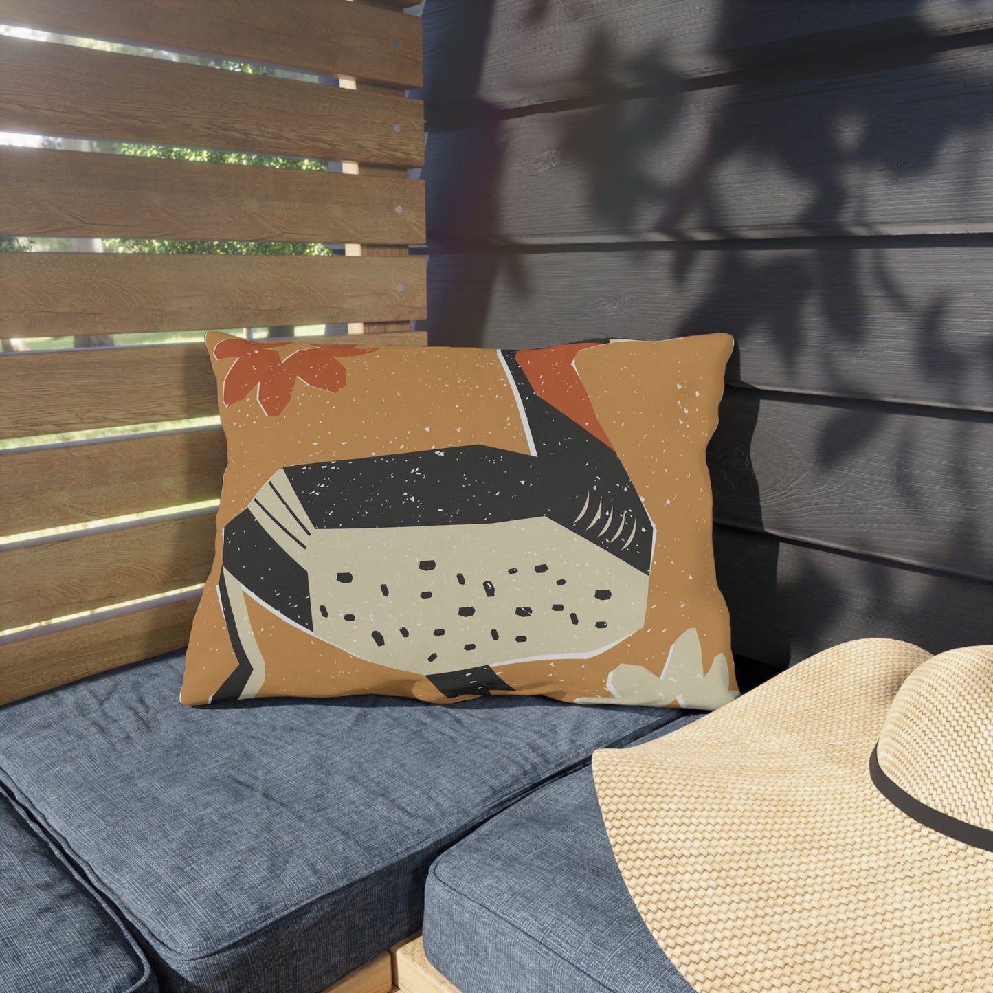 Tribal Design Rustic Goose Stylish Outdoor Pillow for Cozy Settings, Garden Decor, Boho Patio Accessories, Spring/Summer Vibes, Gift for Nature Lovers