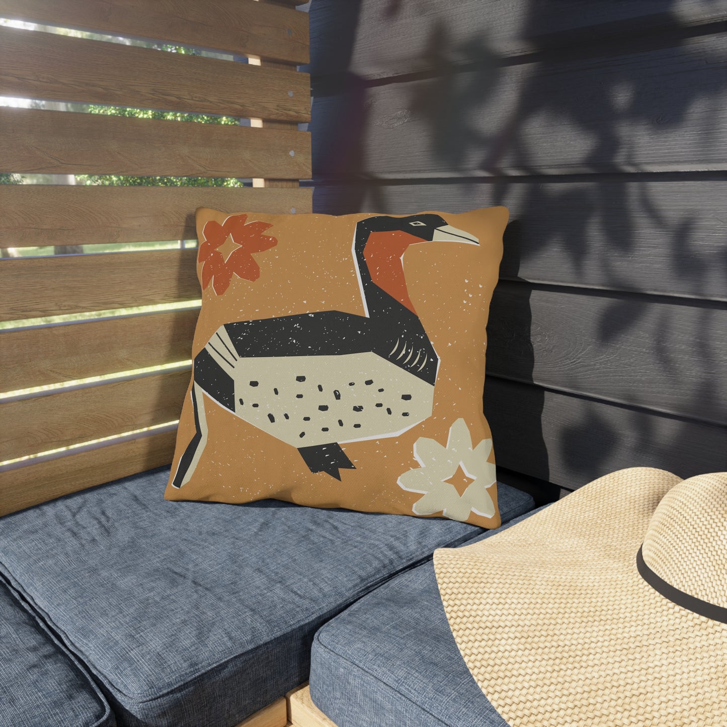 Tribal Design Rustic Goose Stylish Outdoor Pillow for Cozy Settings, Garden Decor, Boho Patio Accessories, Spring/Summer Vibes, Gift for Nature Lovers