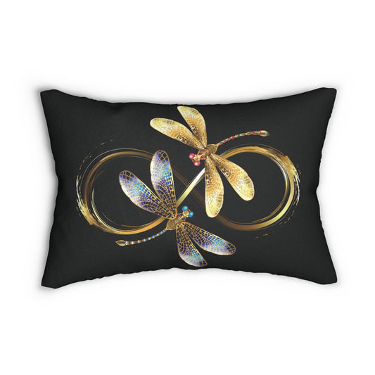 Luxurious Gold and Blue Dragonfly Lumbar Pillow - Elegant Home Decor, Gift for Nature Lovers, Boho Style, Cozy Living Room Accent, Unique [...]
