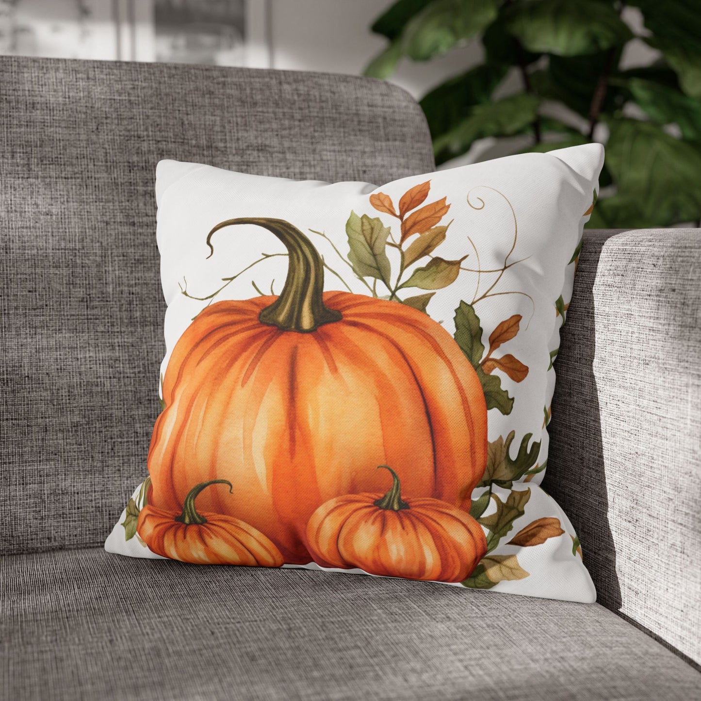 Autumn Pumpkin Canvas Pillowcase, Fall Decor, Cozy Home Accents, Seasonal Cushion, Harvest Celebration Pillow