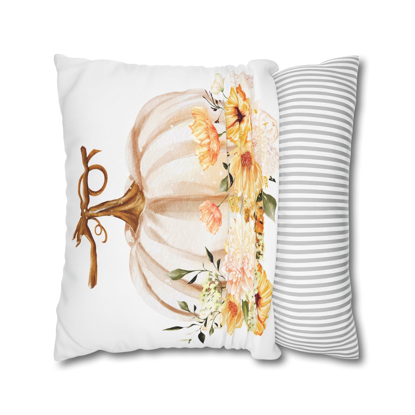 Floral Pumpkin Pillowcase, Cozy Home Decor, Fall Decor, Harvest Celebration, Thanksgiving Gift, Floral Accent Pillow