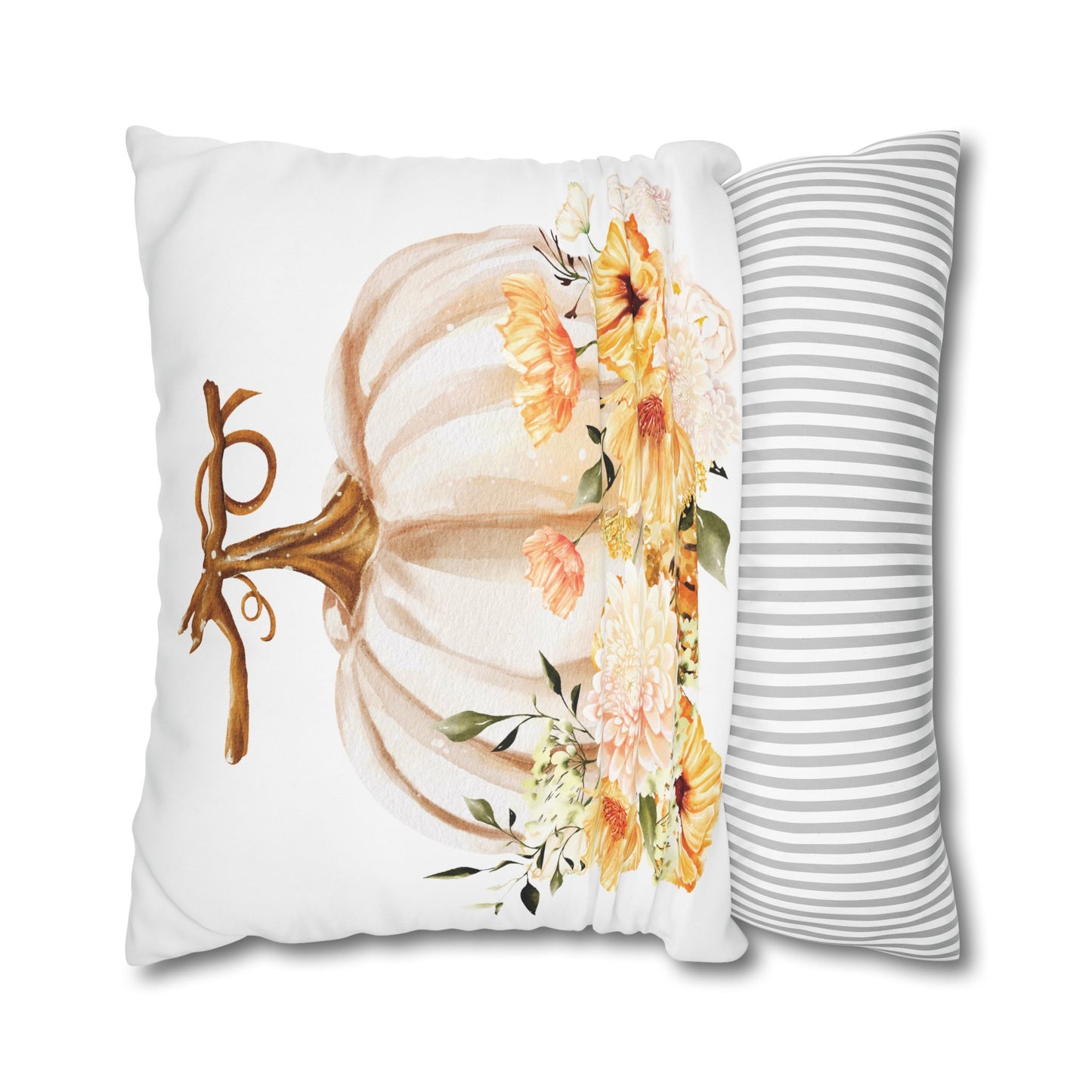 Floral Pumpkin Pillowcase, Cozy Home Decor, Fall Decor, Harvest Celebration, Thanksgiving Gift, Floral Accent Pillow