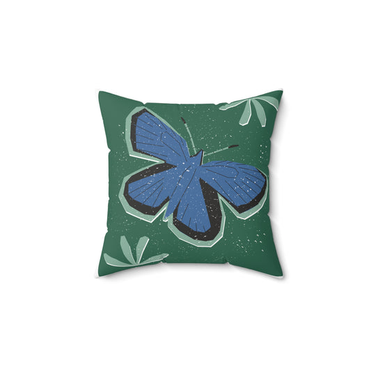 Boho Rustic Nature-Inspired Square Pillow, Decorative Cushion, Floral Home Decor, Butterfly Accent Pillow, Gift for Nature Lovers