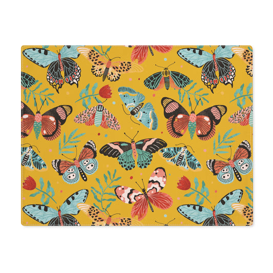 Butterfly Breeze Placemat - Turquoise and Earthy Red Butterfly Design - Yellow