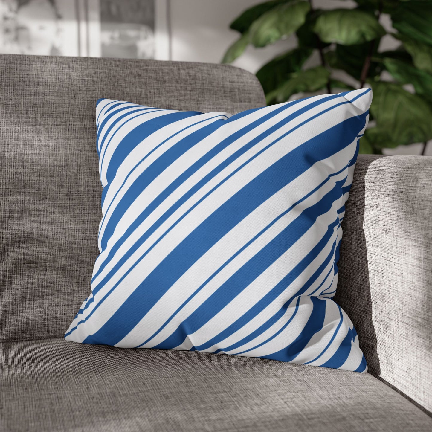 Stylish Blue Striped Pillowcase, Modern Home Décor, Cozy Couch Accessory, Gift for Housewarming, Nautical Theme Decoration