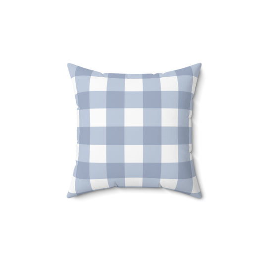 Blue Checkered Spun Polyester Square Pillow – Cozy Home Decor Accent