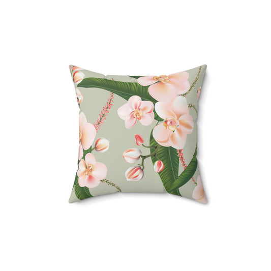 Square Throw Accent Pillow Classic Blushing Orchids & Paisley Design