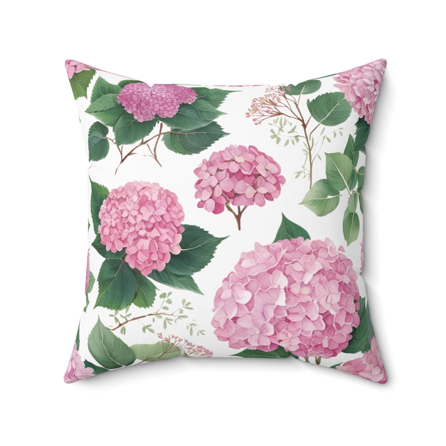 Blush Bloom – Pink Hydrangea Square Pillow