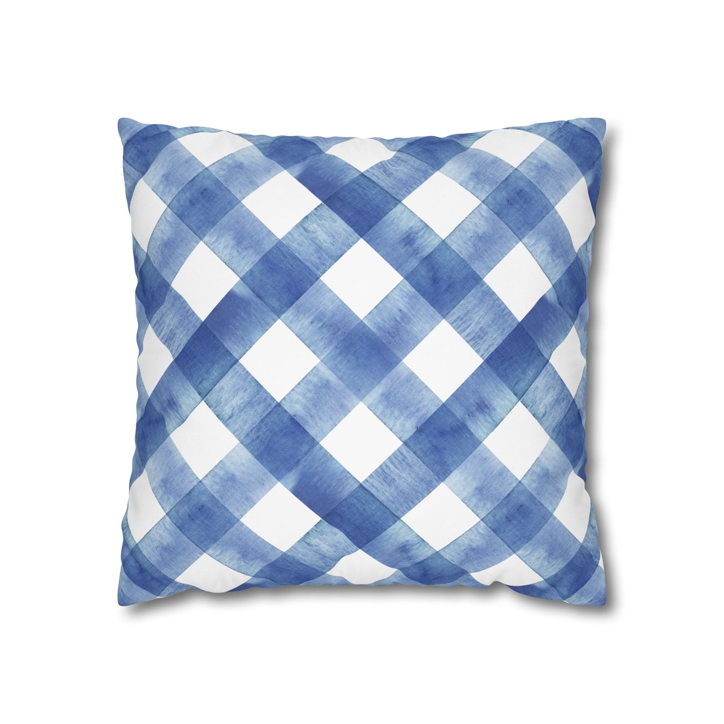 Blue Plaid Poly Canvas Pillowcase, Cozy Home Decor, Farmhouse Cushion, Throw Pillow Cover, Gift for Homeowners