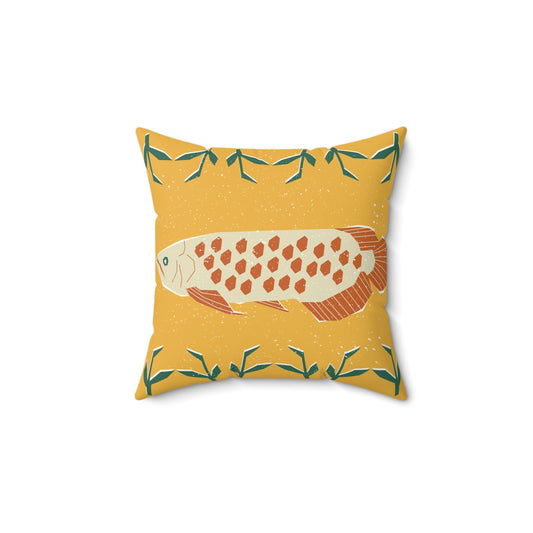 Cultural Boho Tribal Hunting FIsh Eco-Friendly Square Pillow, Decorative Pillow, Unique Home Decor, Colorful Cushion, Gift for Housewarming, Summer Vibes