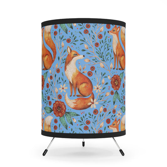 Whimsical Fox Tripod Lamp - High-Res Printed Shade for Cozy Decor