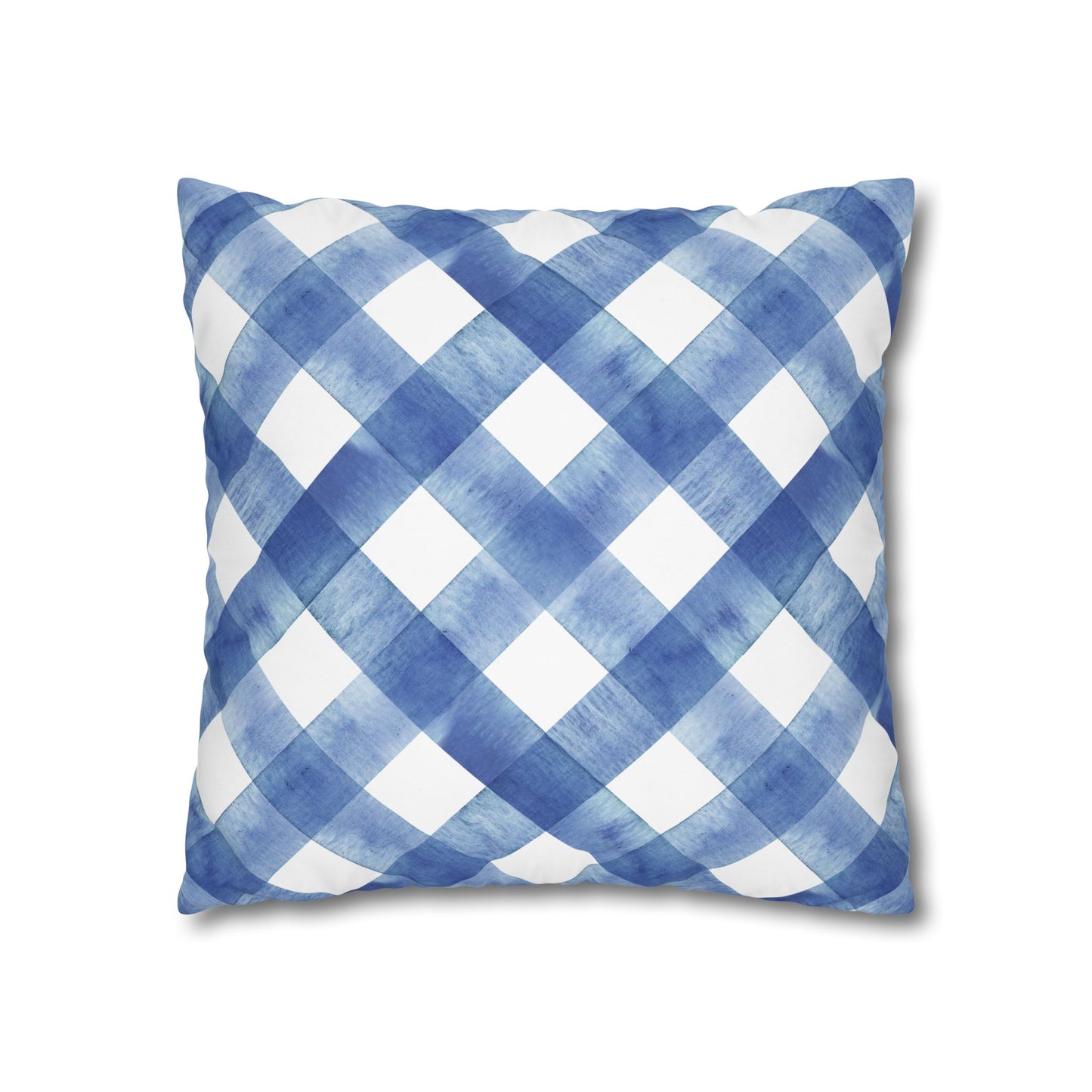 Blue Plaid Poly Canvas Pillowcase, Cozy Home Decor, Farmhouse Cushion, Throw Pillow Cover, Gift for Homeowners