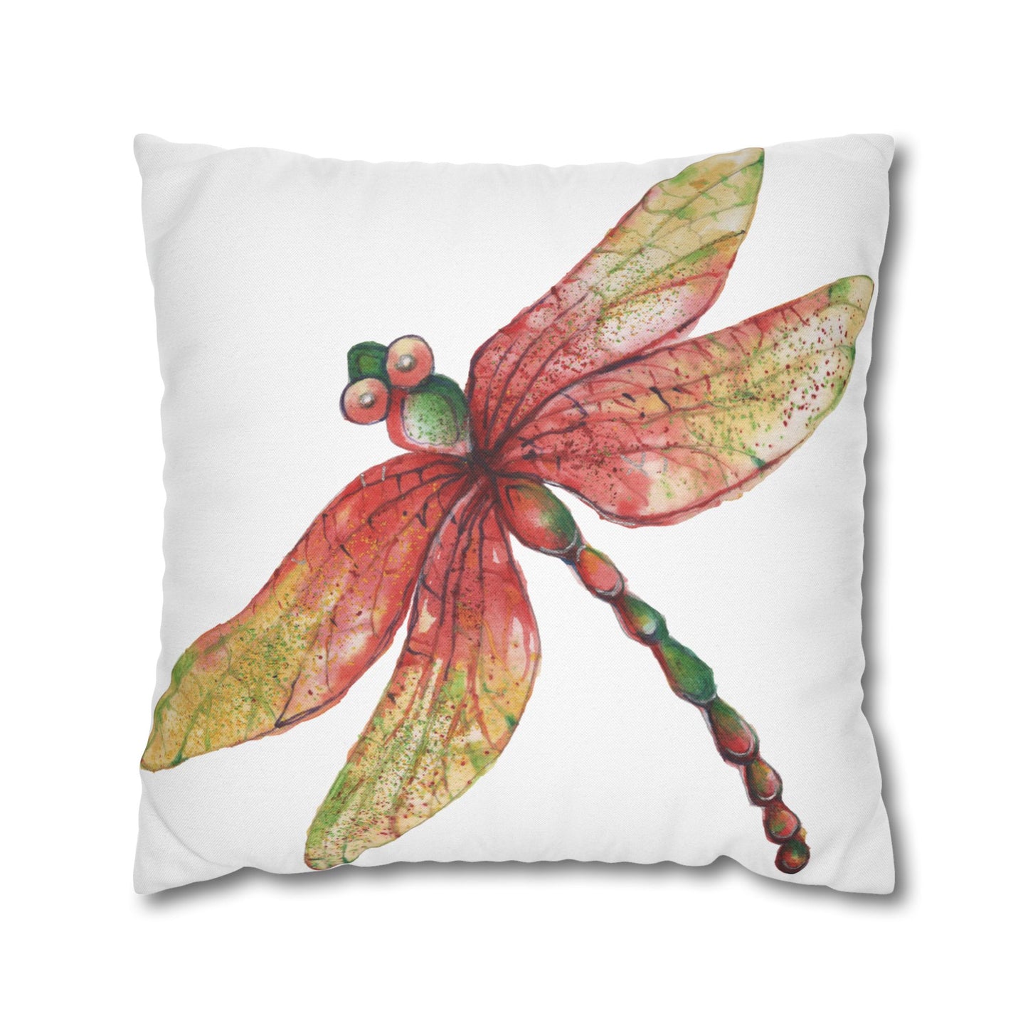 Earthy Vibrant Dragonfly Pillowcase | Nature-Inspired Home Decor, Gardening Gift, Spring Accent, Bohemian Pillow Cover, Eco-Friendly Textile