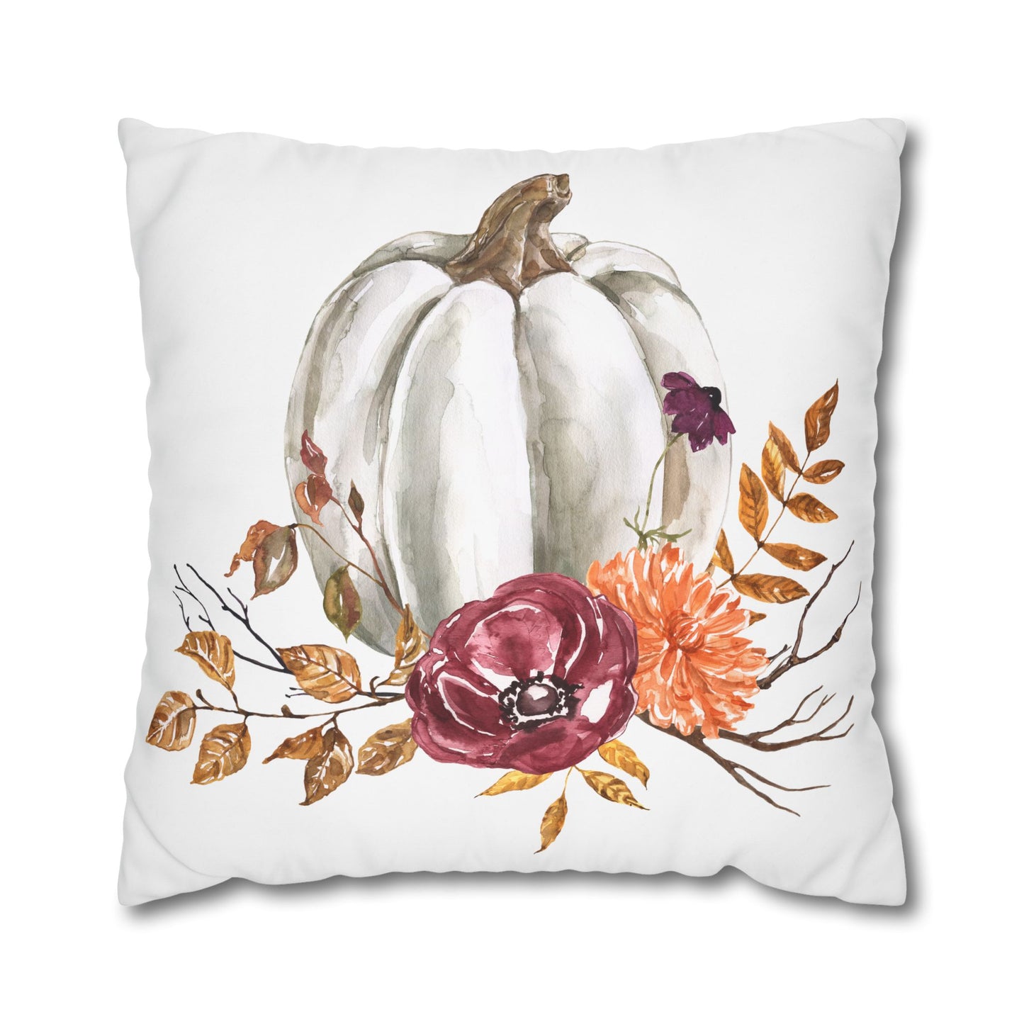 Autumn Floral Pumpkin Pillowcase - Cozy Home Decor for Fall, Harvest, Thanksgiving, Seasonal Cushion Cover, Gift for Her