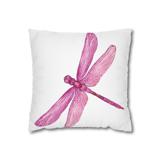 Pink Watercolor Dragonfly Pillowcase, Decorative Cushion Cover, Home Decor, Gift for Nature Lovers, Summer Vibes, Throw Pillow Cover