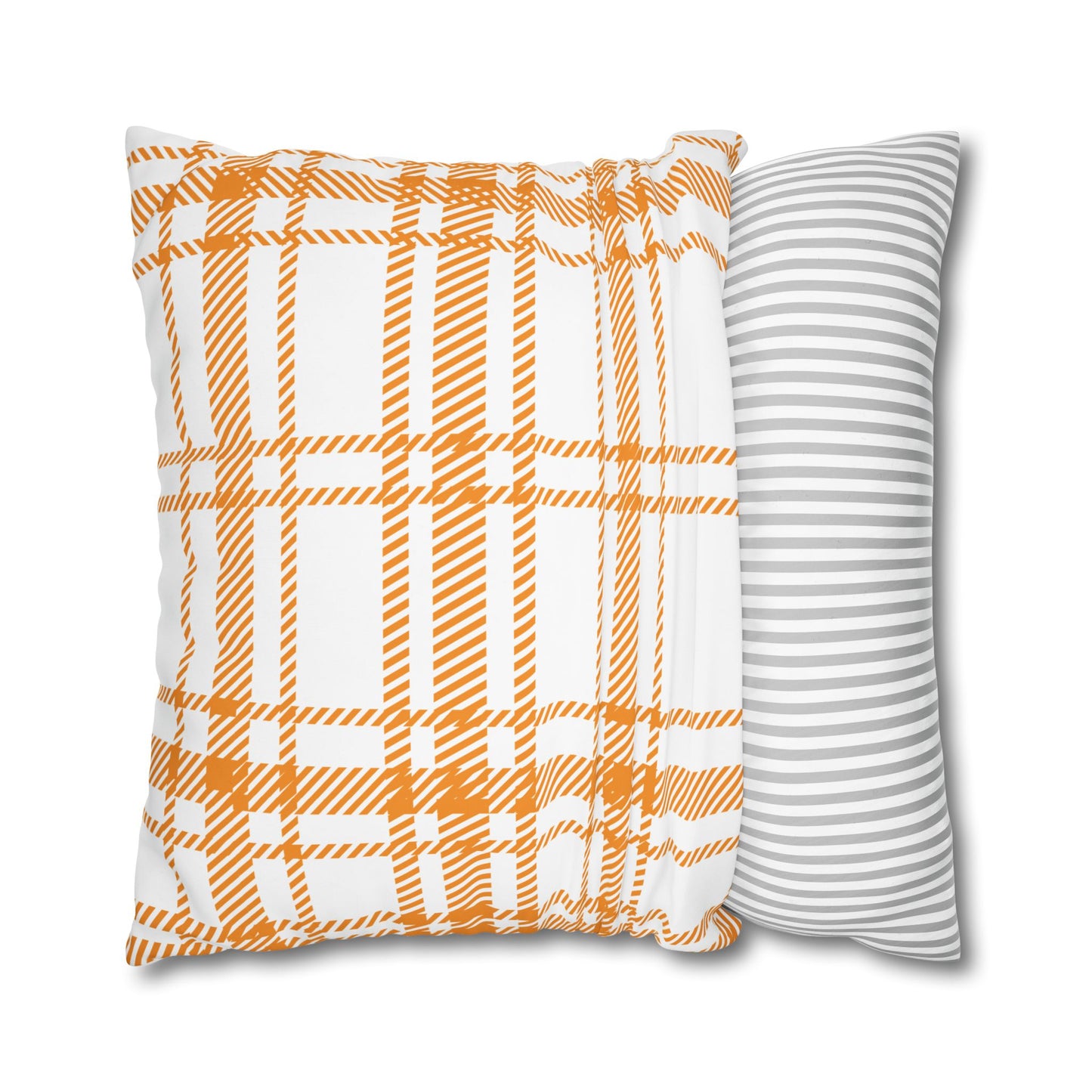 Cozy Plaid Pillowcase | Soft Square Canvas Cushion for Home Decor, Farmhouse Style, Living Room, Seasonal Gift, Wedding Decor