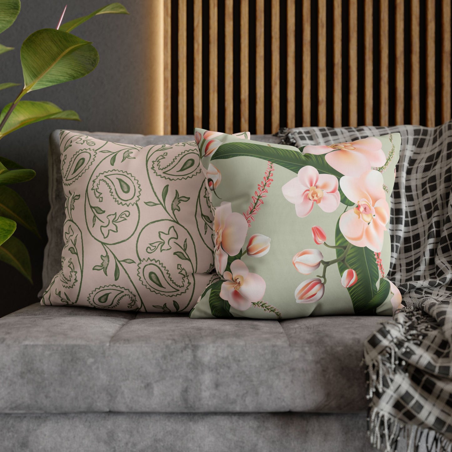 Floral Decorative Pillowcase, Elegant Home Decor, Gift for Her, Cozy Living Room Accent, Pink Orchid Design