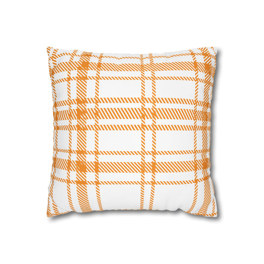 Cozy Plaid Pillowcase | Soft Square Canvas Cushion for Home Decor, Farmhouse Style, Living Room, Seasonal Gift, Wedding Decor