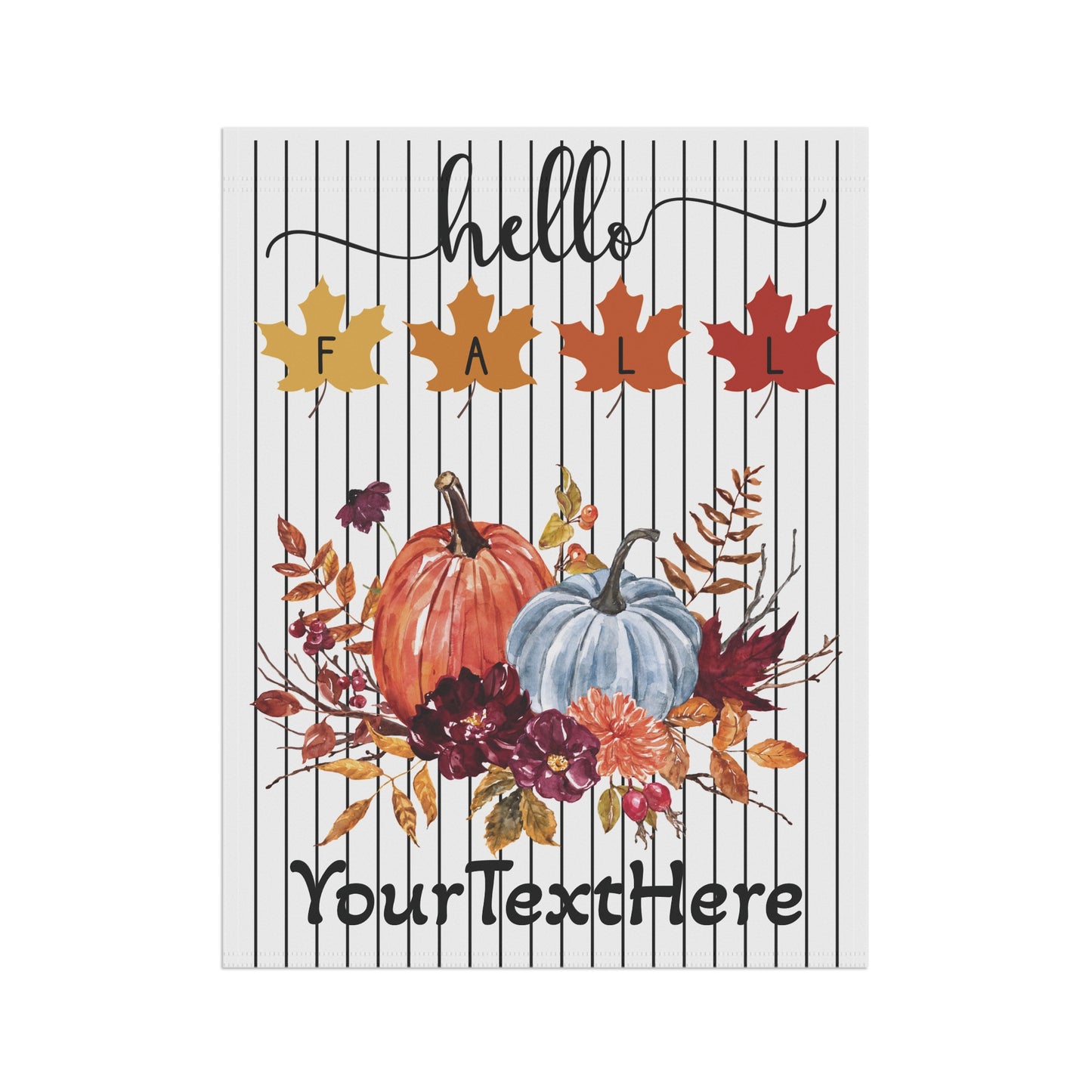Fall Foliage Garden Banner, Autumn Welcome Flag, Floral House Decoration, Personalized Pumpkin Sign, Outdoor Seasonal Decor