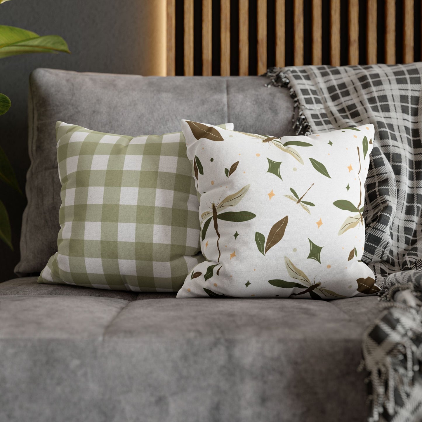 Nature-Inspired Square Pillowcase | Cozy Home Decor, Botanical Throw Pillow, Spring Gift, Living Room Accent, Floral Cushion Cover
