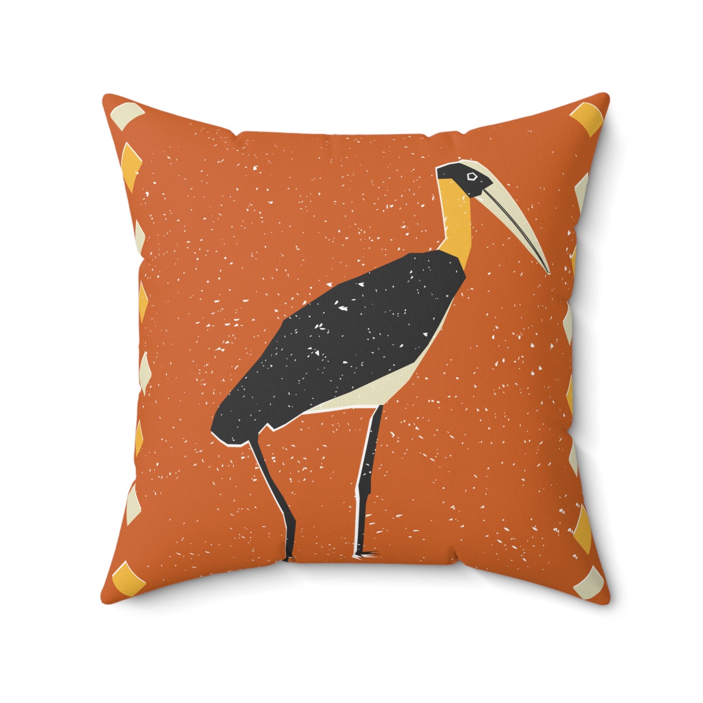 Boho Chic Tall Bird Square Pillow, Decorative Cushion, Home Accent, Unique Gift, Bohemian Decor, Modern Pillowcase