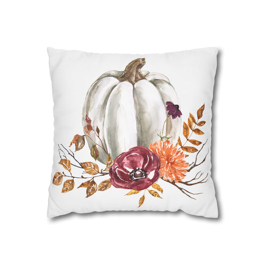Autumn Floral Pumpkin Pillowcase - Cozy Home Decor for Fall, Harvest, Thanksgiving, Seasonal Cushion Cover, Gift for Her