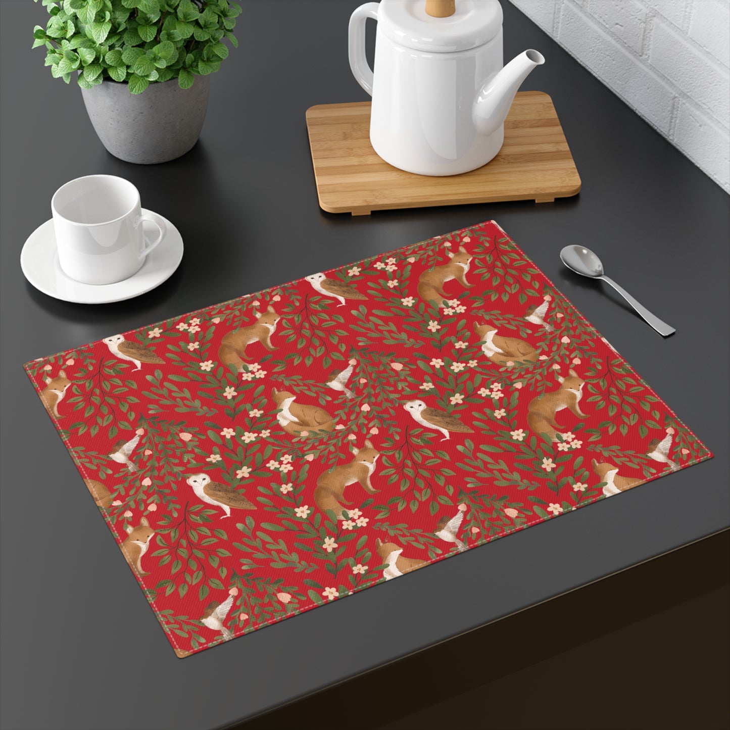 Woodland Charm - Placemat - Deep Red