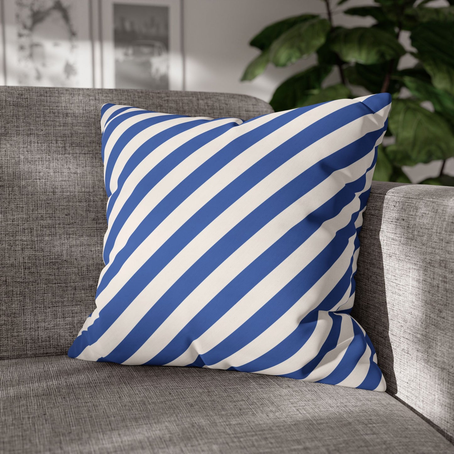 Nautical Striped Pillowcase, Coastal Decor Pillow Cover, Blue and White Throw Pillow, Beach House Accent, Home Gift Idea