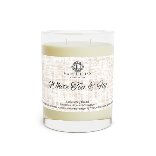 White Tea & Fig, 11oz Hand-Poured Soy Candle - Scented Candle